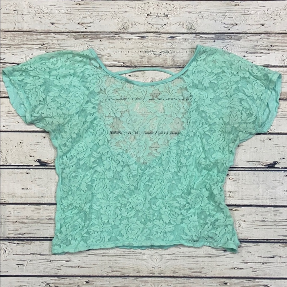 Lace Front Open Back Tee Shirt